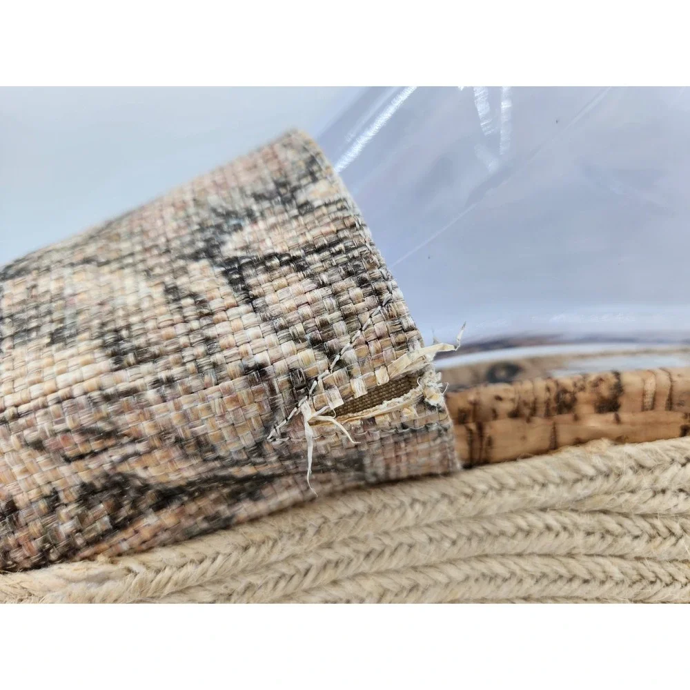 Sam Edelman Platform Espadrille Slide Sandals Womens 8.5 Tan Palm Tree Print